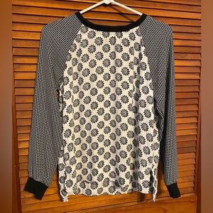 Loft XS black and white long sleeve blouse